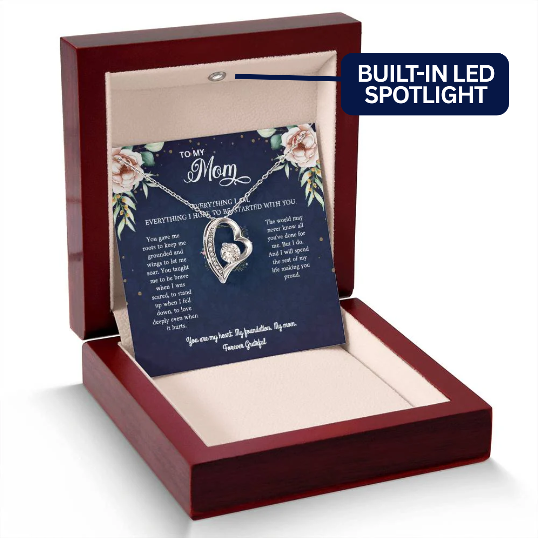 Mom Necklace Gift - 'Everything I Am Started With You'